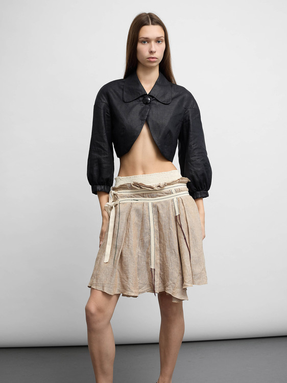 Pleated Canvas Mini Skirt 