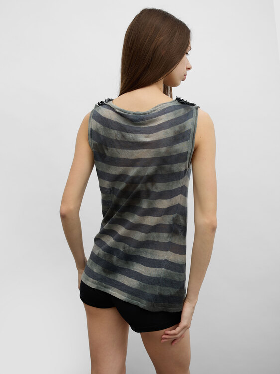 Striped Knit Sleeveless Top 