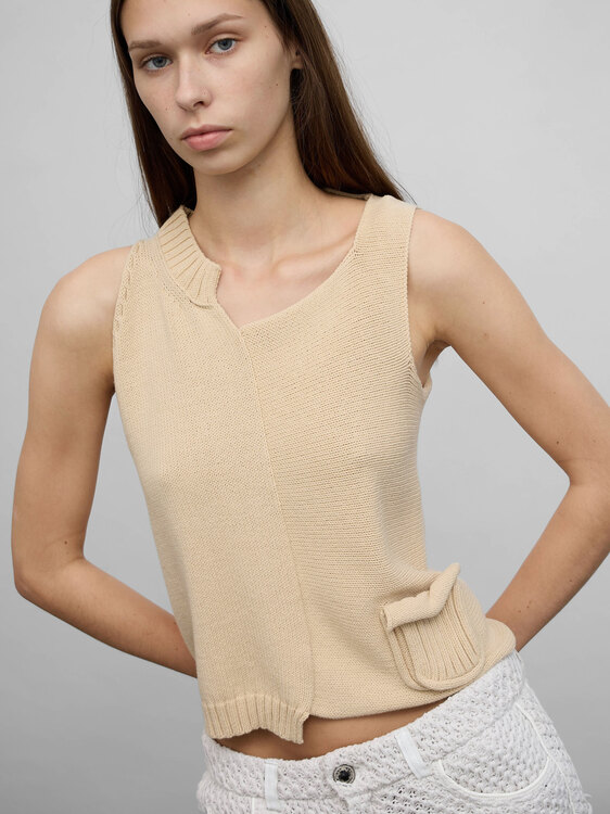 Beige Knitted Vest 