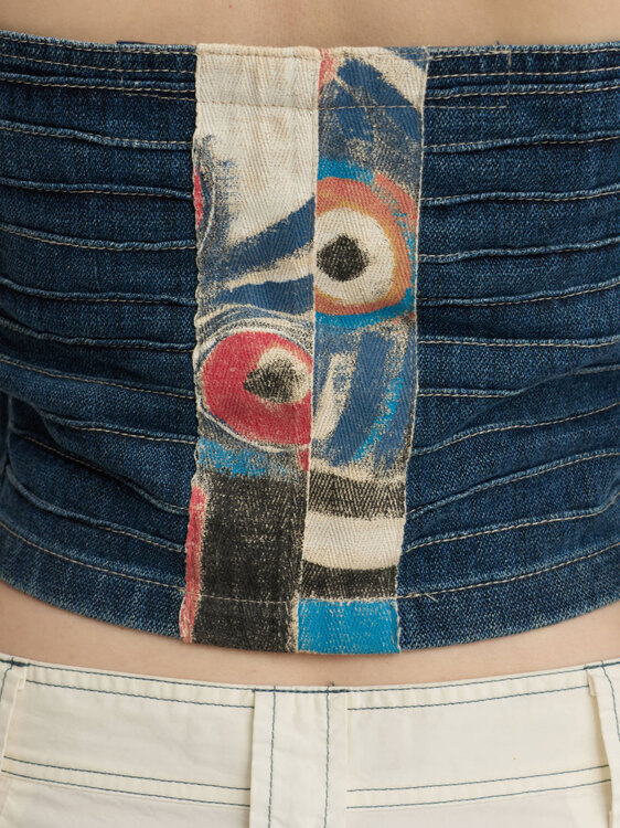 Blue Denim Asymmetrical Bustier 