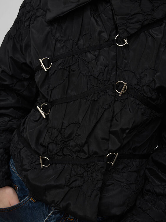 Black Nylon Embroidered Jacket 