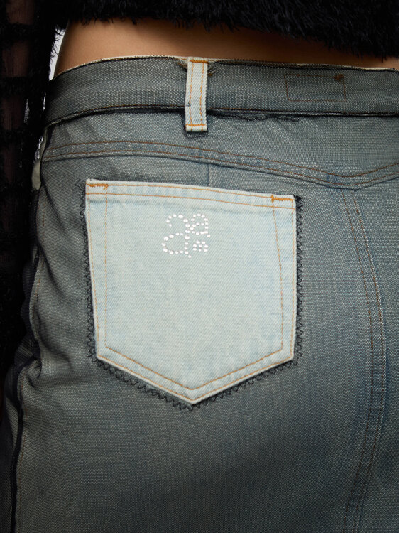 AA Milano Mesh & Denim Midi Skirt 