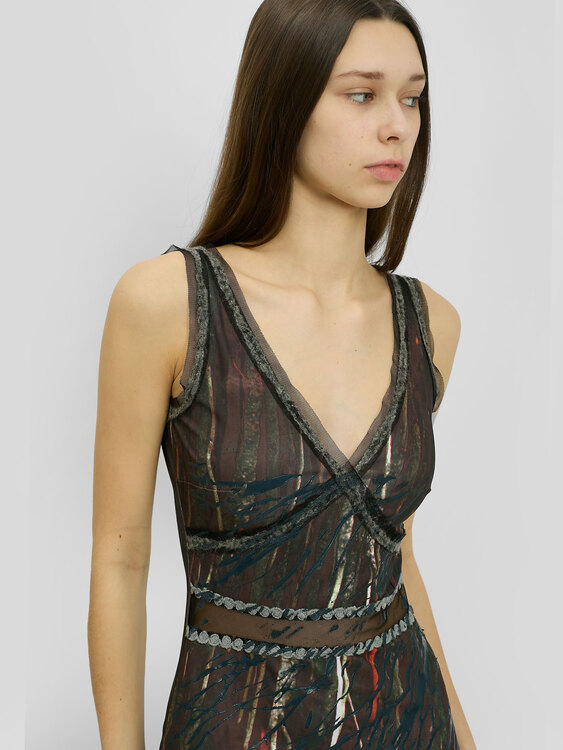 Abstract Print Midi Dress 