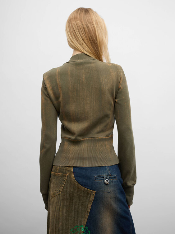 Diesel Bleached Effect Zip-Up Cardigan 