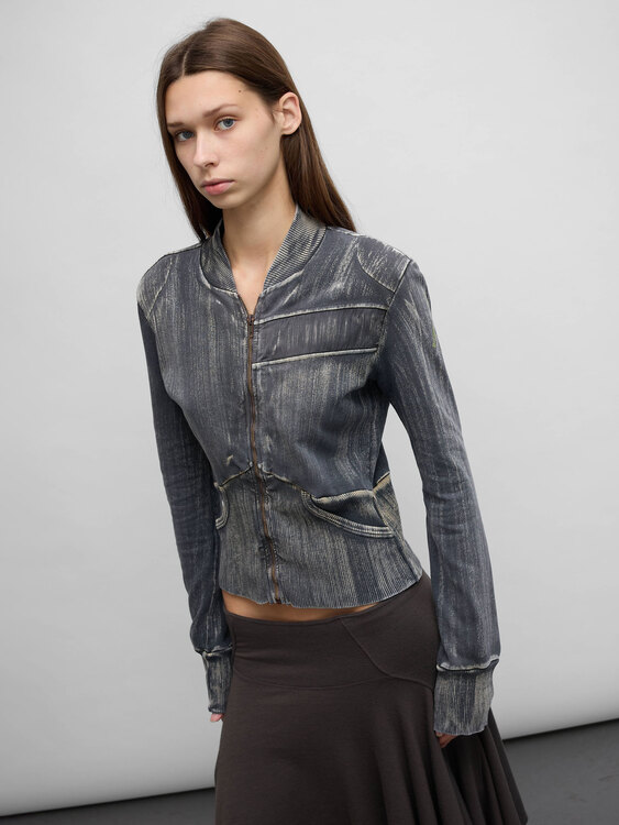 Diesel Bleached Zip-Up Cardigan 