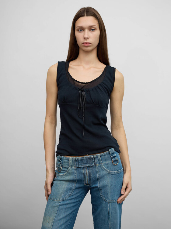 Black Knitted Milkmaid Vest 