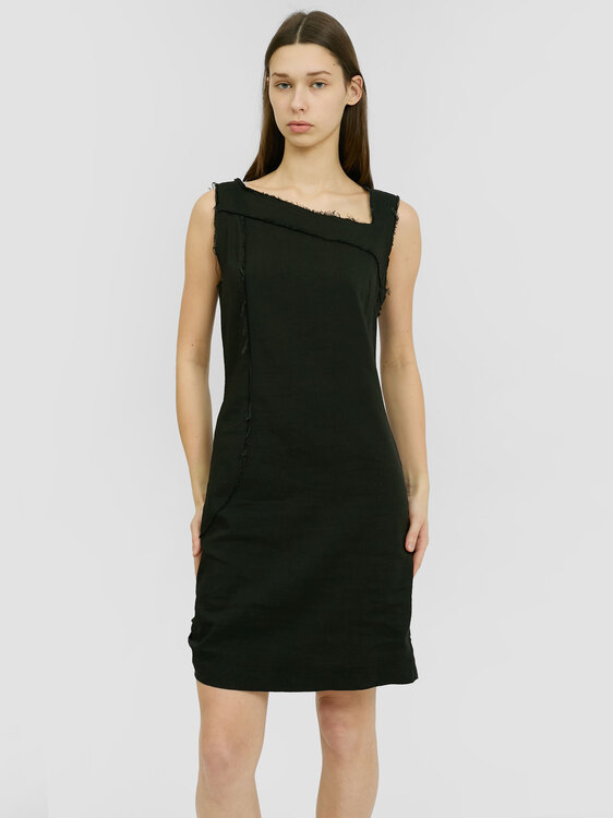 Asymmetrical Neckline Midi Dress 