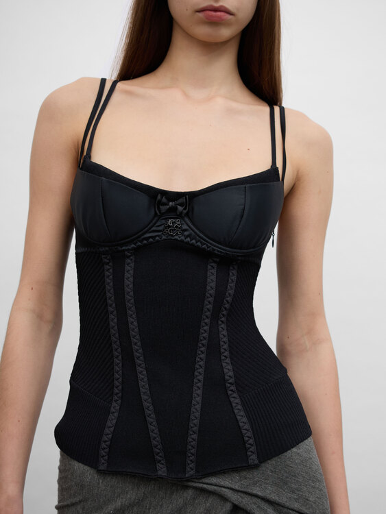 Black Knitted Bustier 