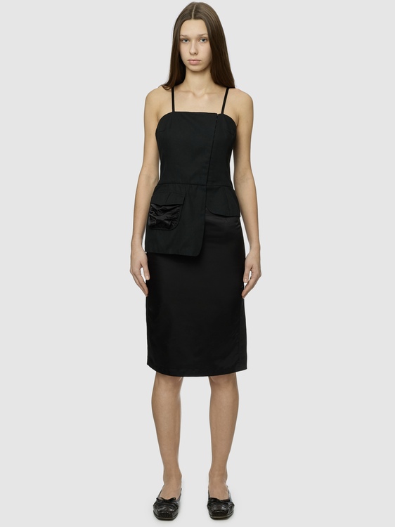 Black Bustier Midi Dress 