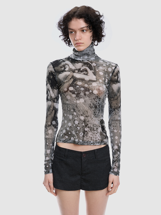Gazebo Mesh Turtleneck Top 