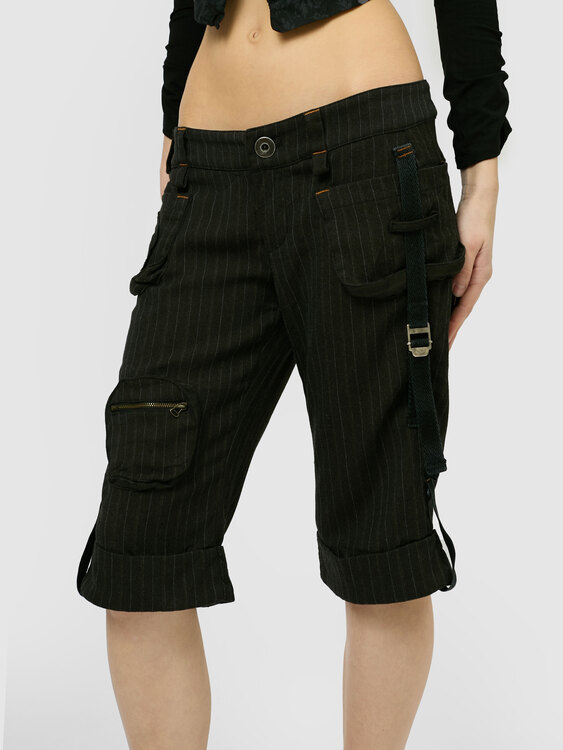 Grey Pinstripe Shorts 