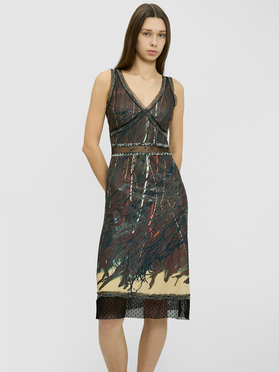 Abstract Print Midi Dress 