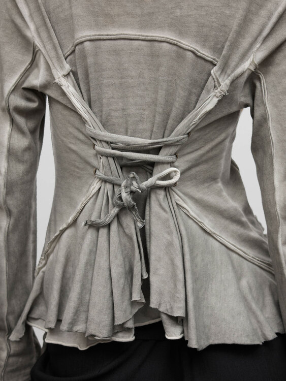 Grey Lace-Up Back Cardigan 