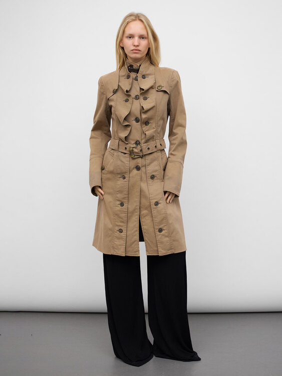 Beige Cotton Trench Coat 