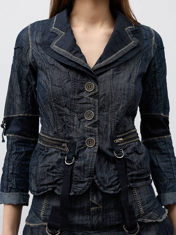 Crinkle Effect Denim Set 