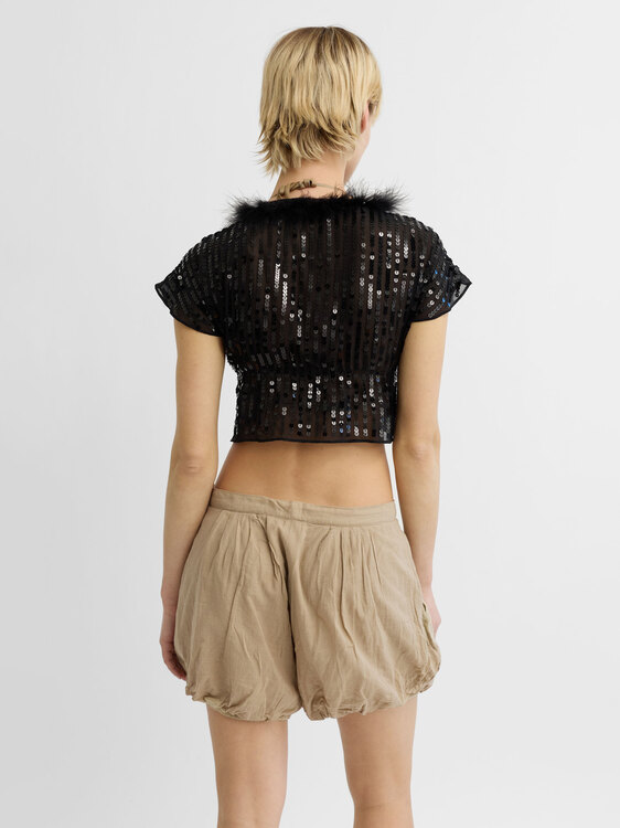 Sequin Feather Trip Top 
