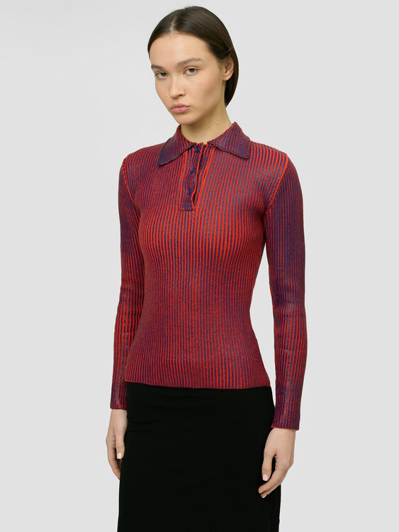 Rib Knit Foil Coat Sweater 