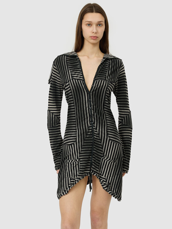 Deconstructed Striped Robe Dress 