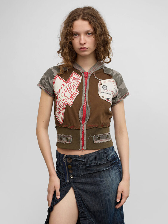 Patchwork Style Zip Hoodie 