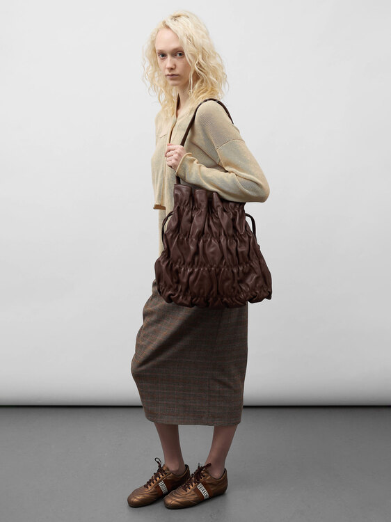 Gathered Leather Handbag 