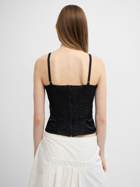 Black Lace And Satin Corset 