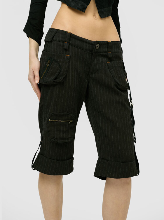 Grey Pinstripe Shorts 