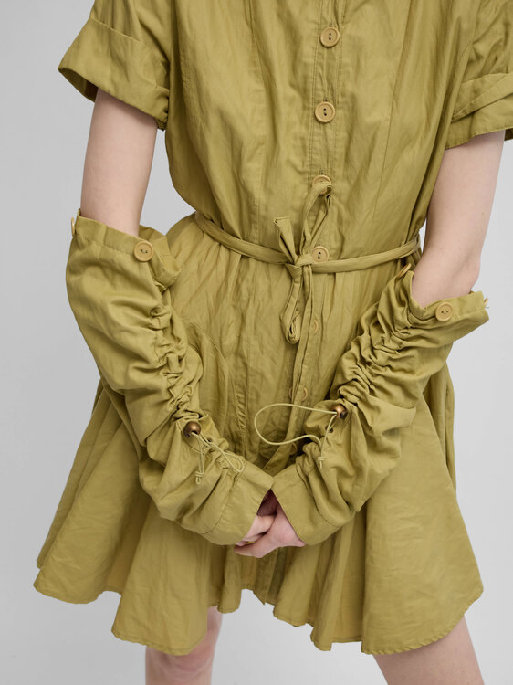 Yellow Wrinkled Effect Coat 