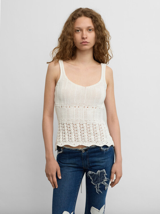 Stefanel White Knitted Top 