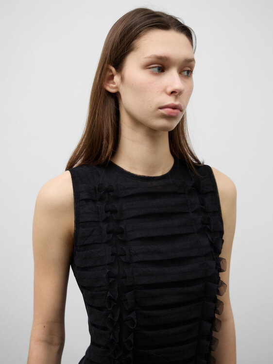 Black Mesh Sleeveless Top 