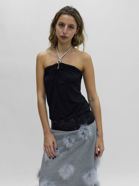 Extē Black Slinky Halter-Neck Top 