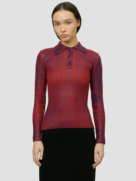 Rib Knit Foil Coat Sweater 