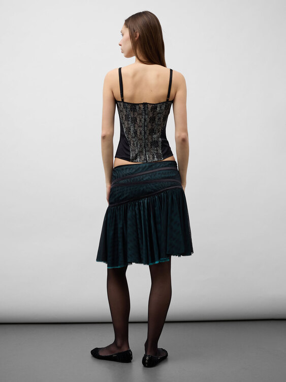 Black Lace And Satin Corset 