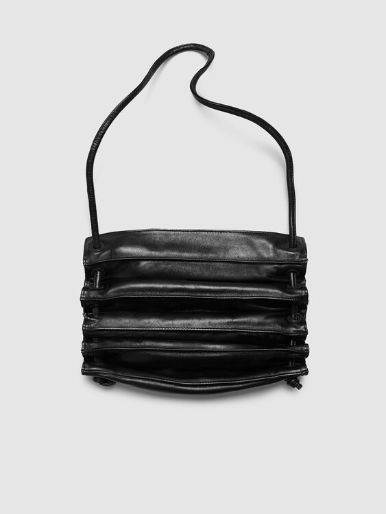 Black Leather Accordion Bag 