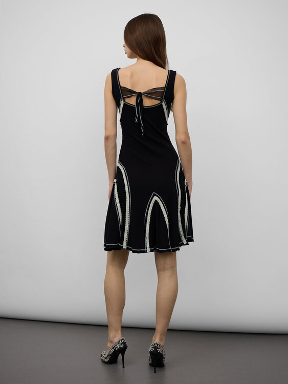 Black Rib Cotton Midi Dress 