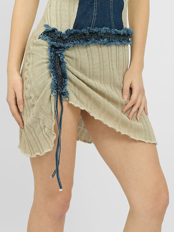 Knit And Denim Mini Dress 