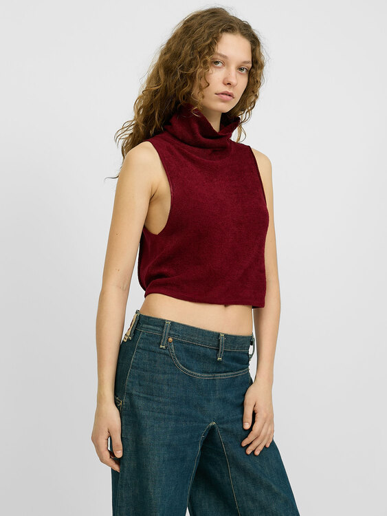 Sarah Pacini Backless Turtleneck Top 