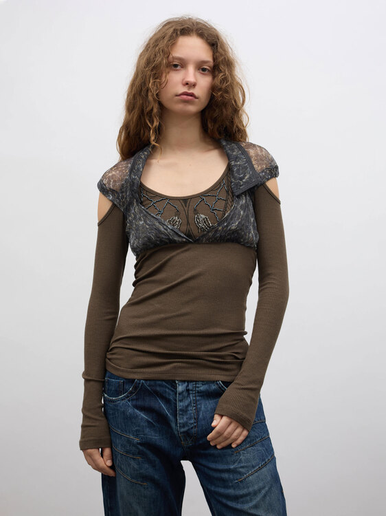 Embellished Cold Shoulder Top 