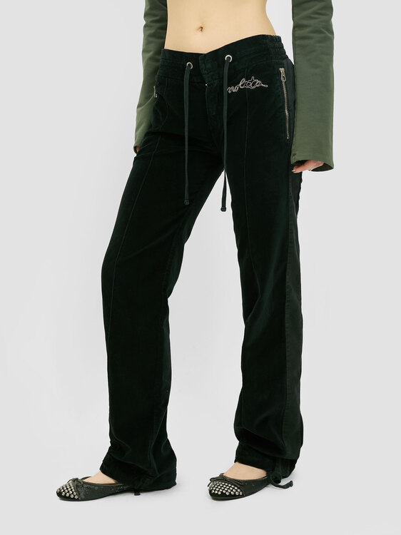 Nolita Black Velvet Low-Rise Trousers 