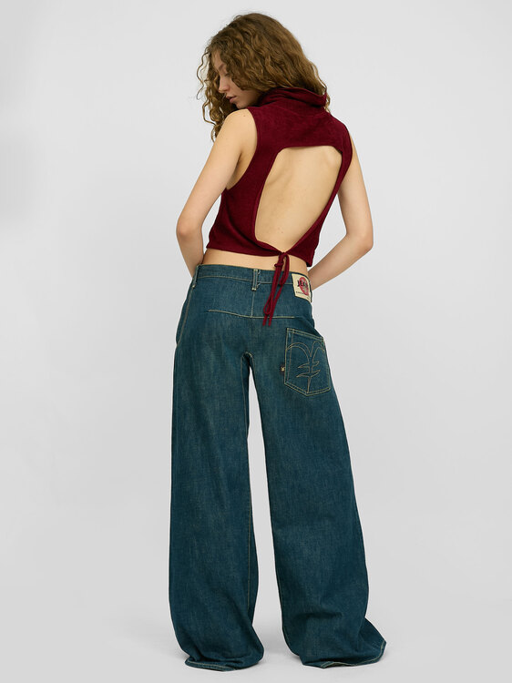 Sarah Pacini Backless Turtleneck Top 