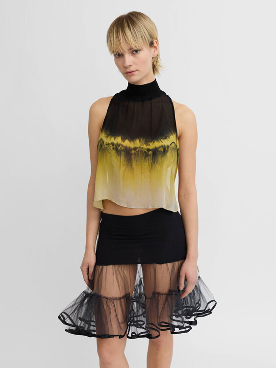 Mock Neck Cutout Sides Top 