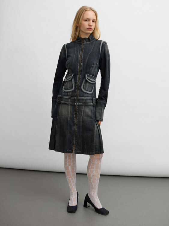 Dark Blue Denim Coat 