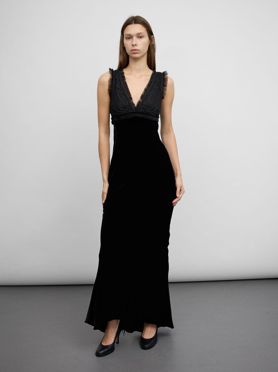 Gaultier Velvet And Chiffon Dress 