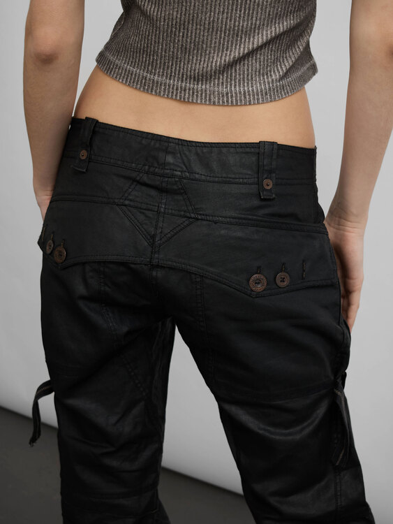 Waxed Denim Capri Trousers 