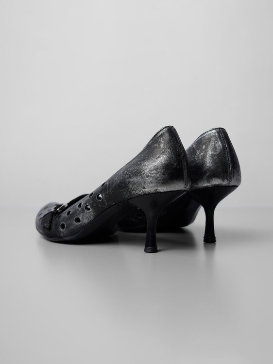 Silver And Grey Distressed Effect Heels 