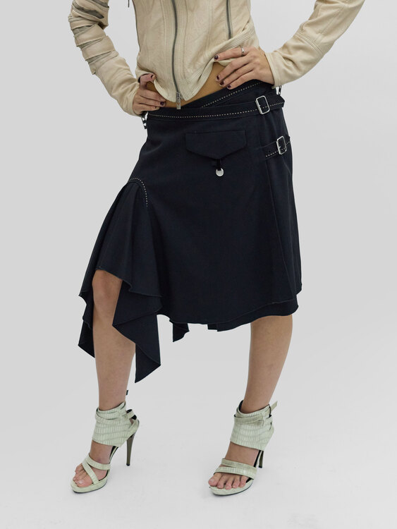 Girbaud Black Contrast Stitch Skirt 