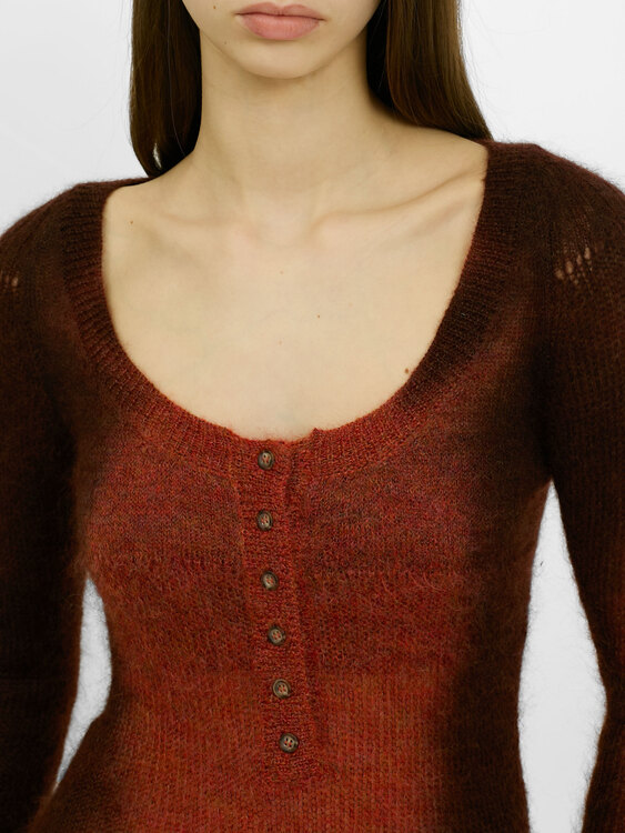 Brown And Orange Mohair Dress 