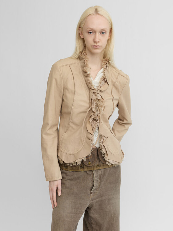Beige Leather Jacket 
