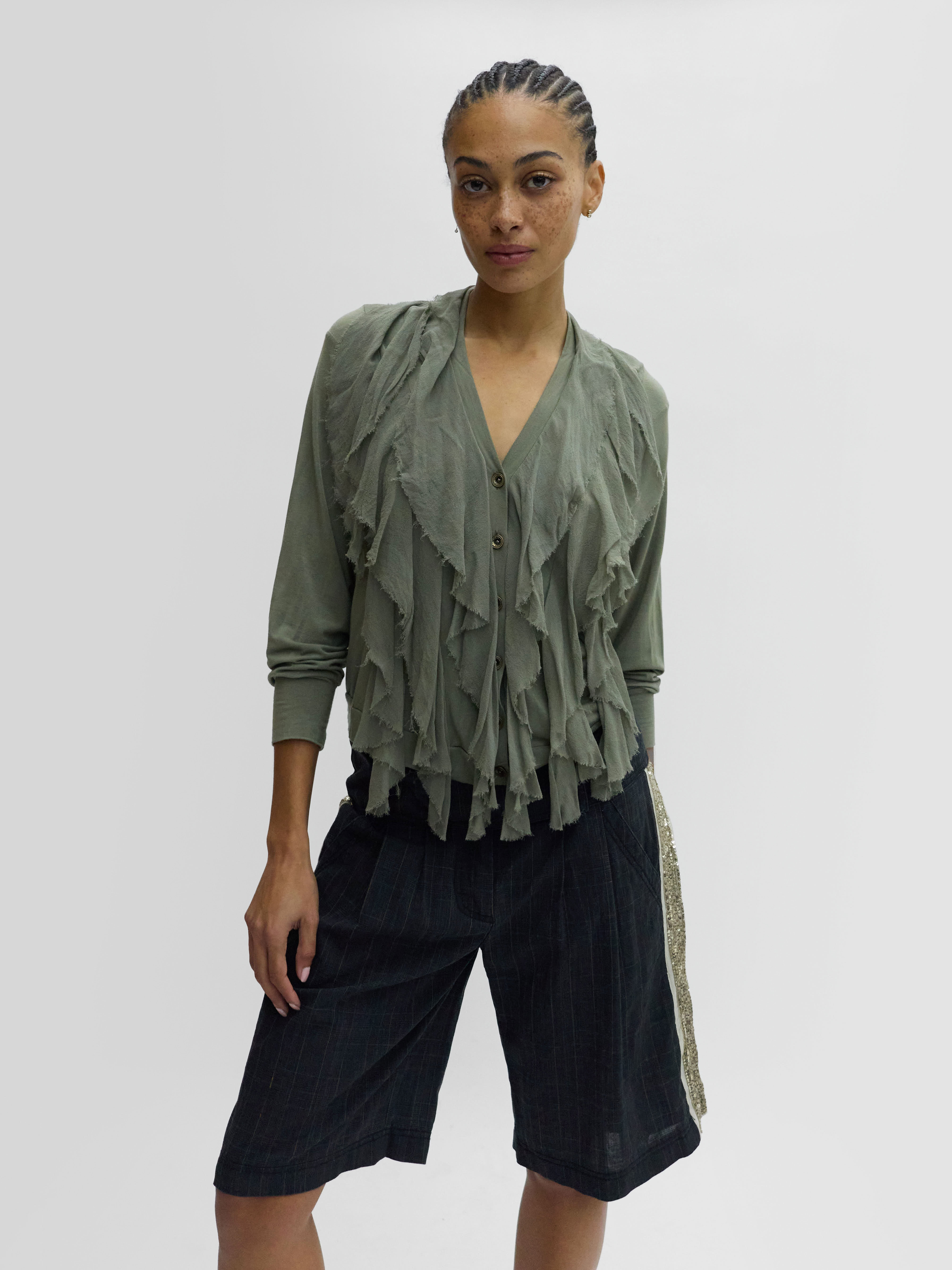 Plein Sud Silk Ruffles Cardigan 