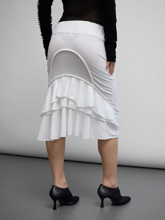 Nolita White Cotton Midi Skirt 