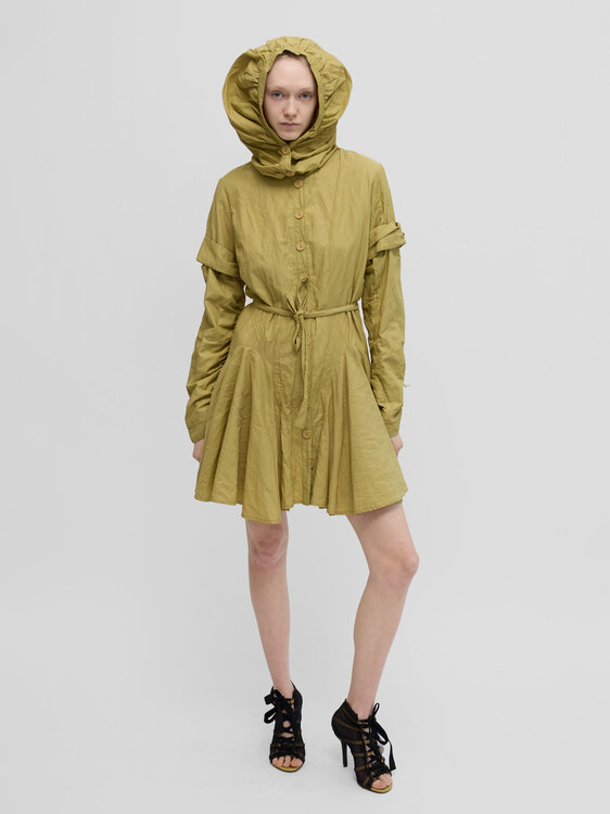 Yellow Wrinkled Effect Coat 
